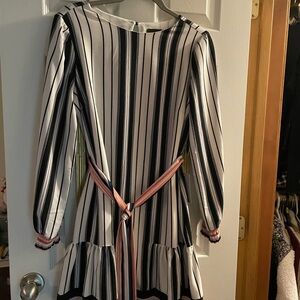 Chic Striped Dress with Pink Accents